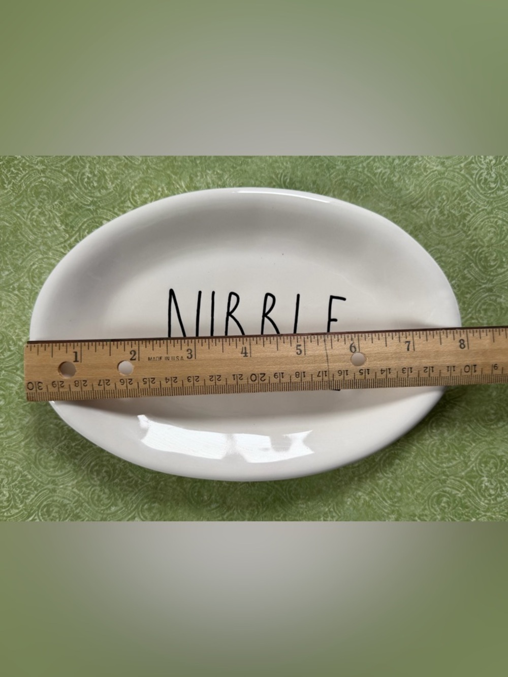 Rae Dunn NIBBLE Plate Artisan Collection Oval 8" Snack Appetizer Farmhouse White - Picture 4 of 8